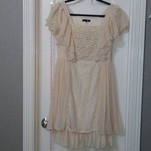 Cream chiffon fall lace dress boho wedding southern style flowy ruffle formal
